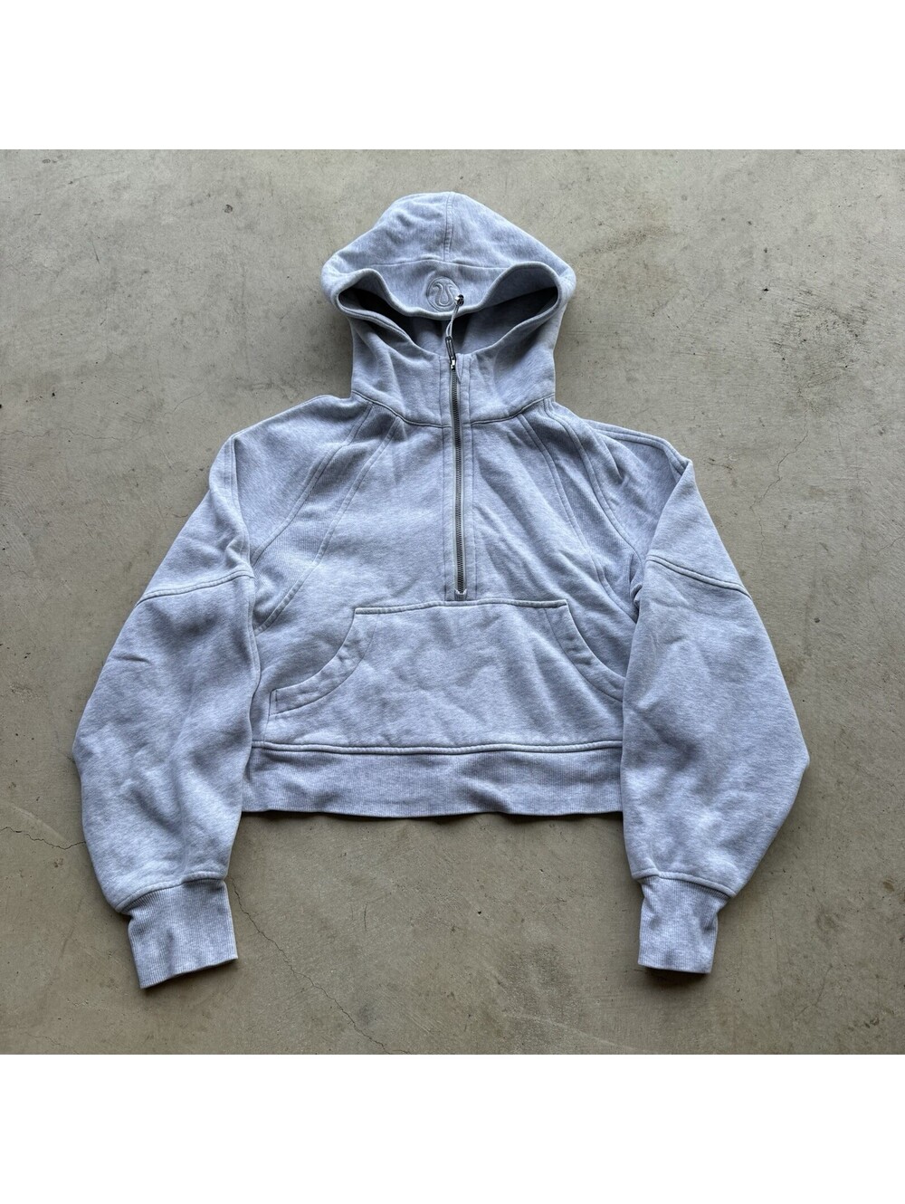 Lululemon Scuba Hoodie Womens XS/S Grey Oversized Full Zip Cropped Logo Jacket